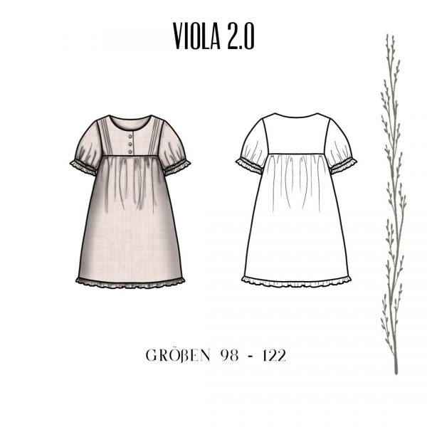 Digitales Schnittmuster und Anleitung für Kinderkleid "Viola 2.0" (Größen 98-122) mit/ohne Papierschnittmuster