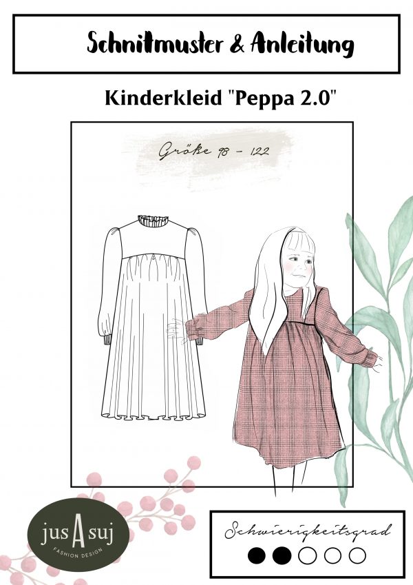 Digitales Schnittmuster und EBOOK Kleid und Bluse "Peppa" (Größen 98-122)